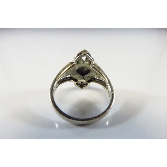 Sterling Marcasite Fancy Oblong Silver Ring Art Deco Style Size 6.5 - Picture 7 of 9